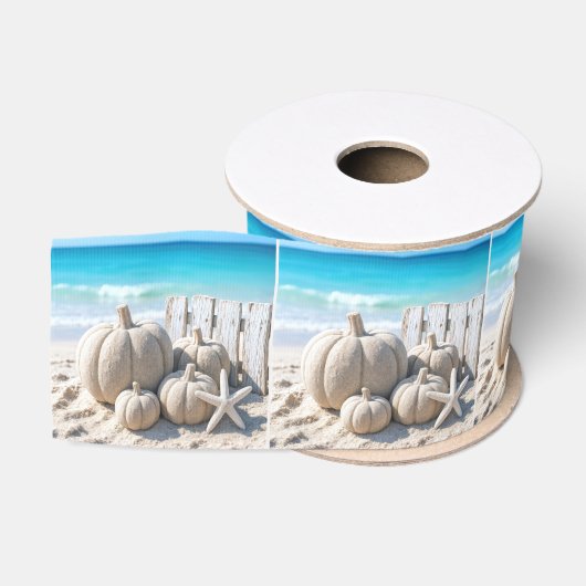 Strand Zand Pompoenen en Zeester Grosgrain Lint (Spoel)