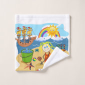 Strand Zand Regenboog Sun Crab Badkamer Handdoek S (Wasdoekje)
