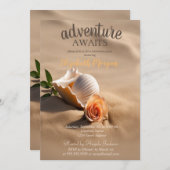 Strand, Zand, Schelpen Bloem Pensioen Partij Kaart (Voorkant / Achterkant)