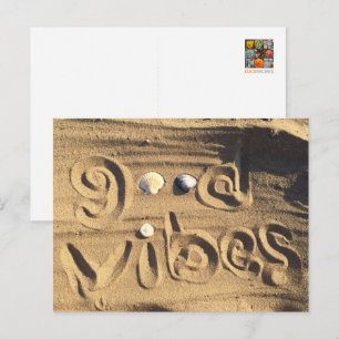 Strand Zand Schelpen Foto Pret Goede Vibes Citaat Briefkaart