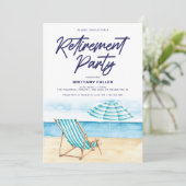 Strand Zand Stoel Pensioen Party Uitnodiging (Staand voorkant)