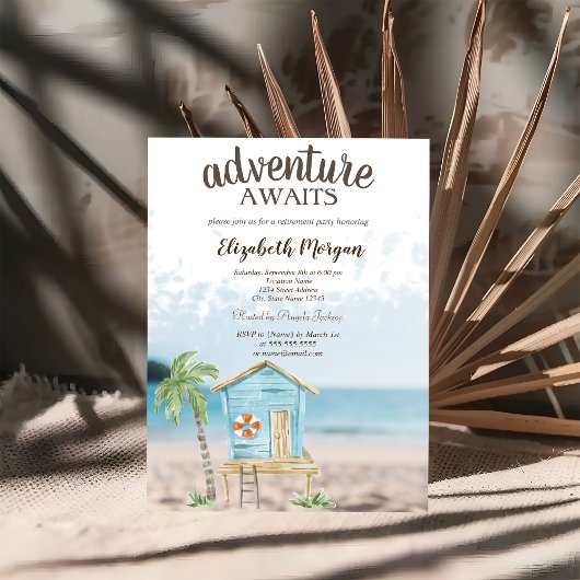Strand,Zand,Strandhuis Pensioenfeestje Kaart