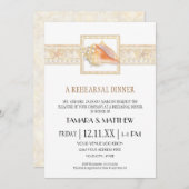 Strand Zand Streep Conch Shell Elegante Bruiloften Kaart (Voorkant / Achterkant)