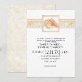 Strand Zand Streep Conch Shell Elegante Bruiloften Kaart (Voorkant / Achterkant)