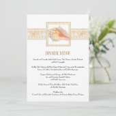 Strand Zand Streep Conch Shell Elegante Bruiloften Menu (Staand voorkant)