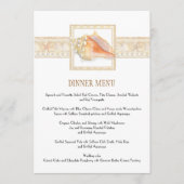 Strand Zand Streep Conch Shell Elegante Bruiloften Menu (Voorkant)