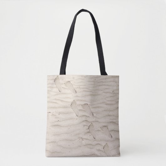 Strand Zand Voetafdrukken Tote Bag (Voorkant)