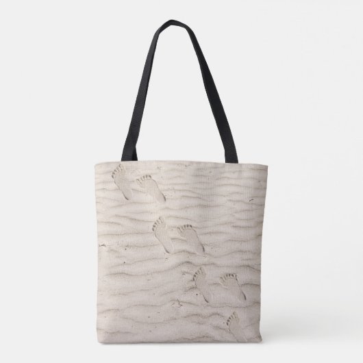 Strand Zand Voetafdrukken Tote Bag (Achterkant)
