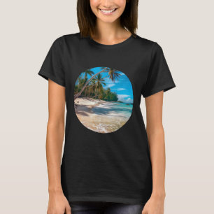 Strand Zand Wit Scene Palmboom Bomen Blauw Zomer V T-shirt