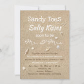 Strand Zand & Wit Typografie Bruiloft Kaart (Voorkant)