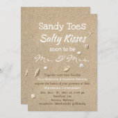 Strand Zand & Wit Typografie Bruiloft Kaart (Voorkant / Achterkant)