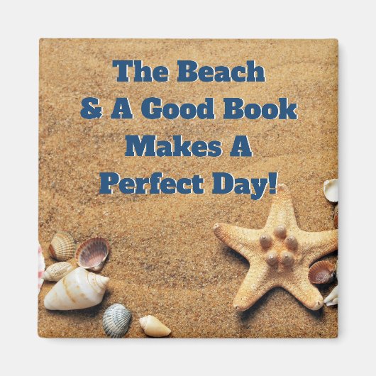 Strand Zand Zee Shell Goed Boek Club Bibliophile Magneet (Voorkant)