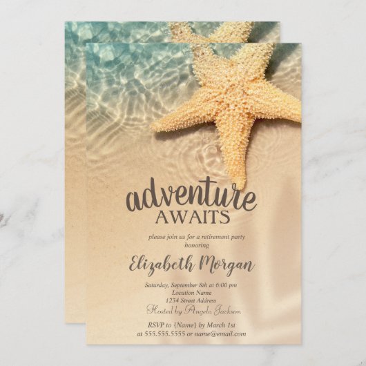 Strand, Zand, Zee ster Pensioenfeest Kaart (Voorkant / Achterkant)