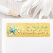 Strand Zand Zeeschelpen Bruiloft Label (Insitu)