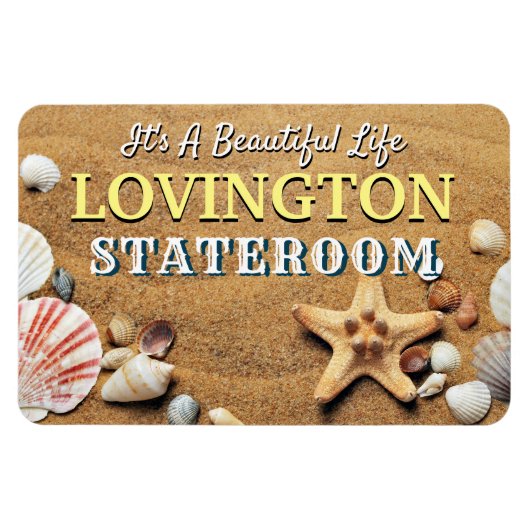 Strand Zand Zeeschelpen Foto Cruise Room Monogram Magneet (Horizontaal)