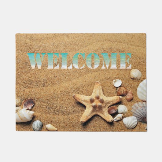 Strand,Zand, Zeester, Schelp  ,Welkom Deurmat (Voorkant)