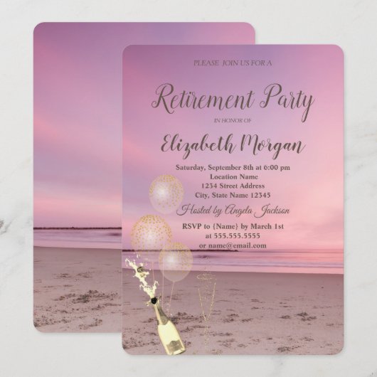 Strand Zand Zonsondergang Ballonnen, Wijn Pensione Kaart (Voorkant / Achterkant)