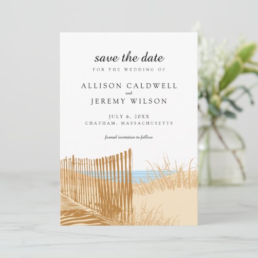 Strand Zandduinen Trouwen Bewaar de Datum Save The Date (Staand voorkant)