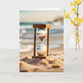 Strand Zandloper Verjaardag Kaart (Gele Bloem)