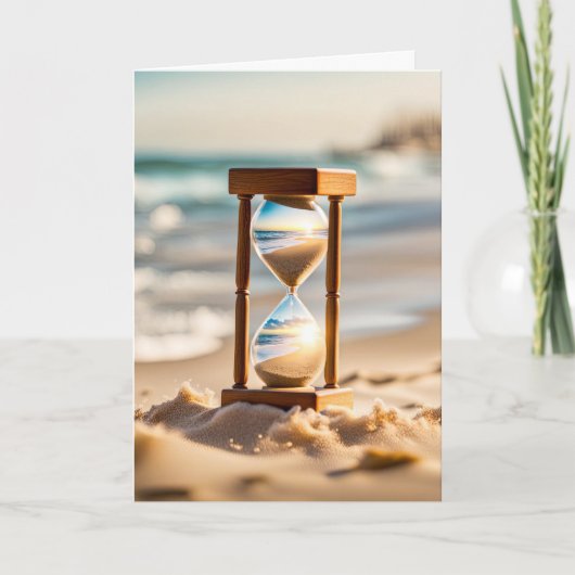 Strand Zandloper Verjaardag Kaart (Voorkant)