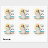 Strand Zandman Bevroren Dranken Kerstmis Vierkante Sticker (Vel)