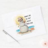 Strand Zandman Bevroren Dranken Kerstmis Vierkante Sticker (Envelop)