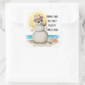 Strand Zandman Bevroren Dranken Kerstmis Vierkante Sticker (Tas)