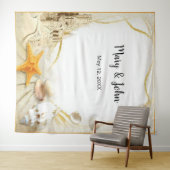 Strand Zandschattelhouw Bruidsfoto Achtergrond Wandkleed (In Situ (horizontaal))