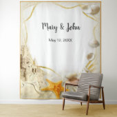 Strand Zandschattelhouw Bruidsfoto Achtergrond Wandkleed (In situ)