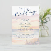 Strand Zee Bestemming Zonsondergang Tropisch Huwel Kaart (Staand voorkant)