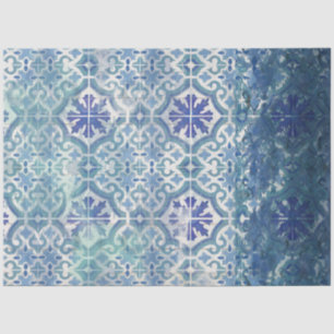 strand Zee Blauw witte tegel patroon Tissuepapier