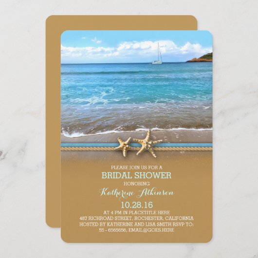 Strand zee bruidsdouche uitnodigingen (Voorkant / Achterkant)