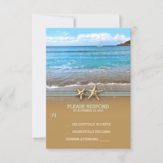 Strand zee bruiloft RSVP kaarten Kaartje (Voorkant)