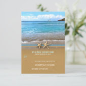 Strand zee bruiloft RSVP kaarten Kaartje (Staand voorkant)