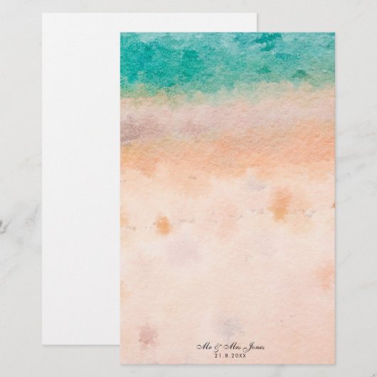 strand zee en tropisch bruinpapier briefpapier (Voorkant / Achterkant)