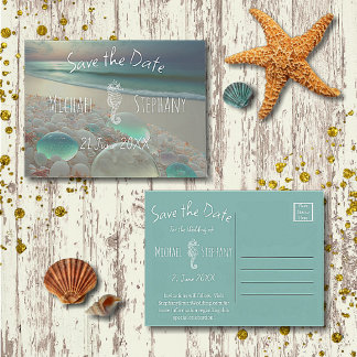 Strand Zee Glas Zeepaard Save the Date Uitnodiging Briefkaart