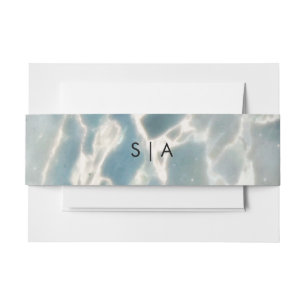Strand Zee Glass Ocean Blues Aqua Wedding Monogram Uitnodigingen Wikkel