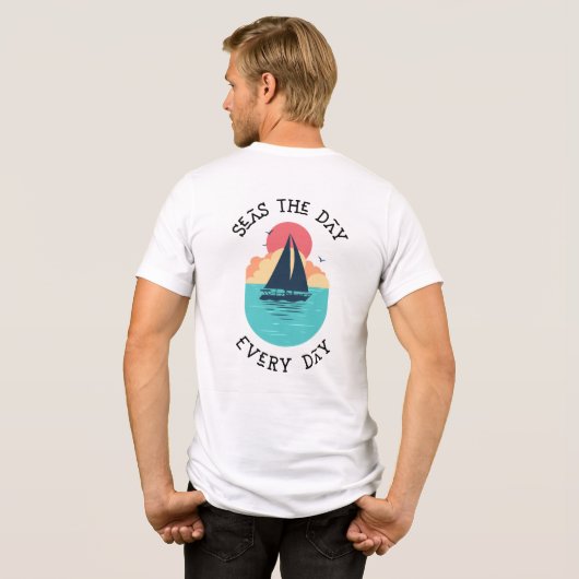 Strand, Zee leven, Boot, Leuk t-shirt (Achterkant volledig)