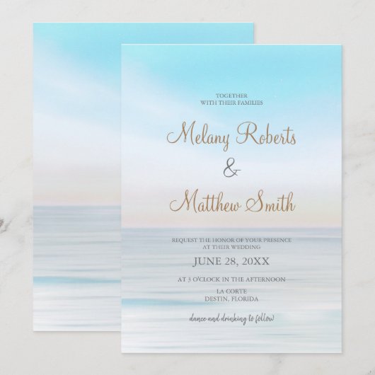 Strand Zee Ocean Beach thema bruiloft Kaart (Voorkant / Achterkant)