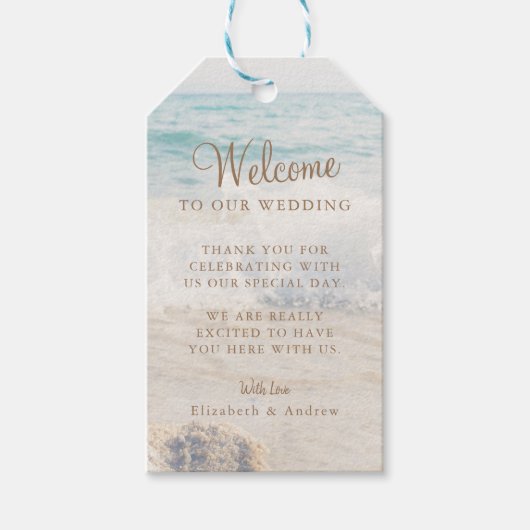 Strand Zee/Oceanside bruiloft Cadeaulabel (Voorkant)