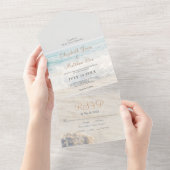 Strand Zee/Oceanside Tropische bruiloft All In One Uitnodiging (Afscheurbaar)