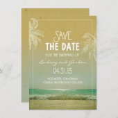 Strand zee & palmbomen slaan de datumkaarten op save the date (Voorkant / Achterkant)