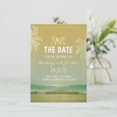Strand zee & palmbomen slaan de datumkaarten op save the date (Staand voorkant)
