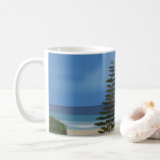 Strand Zee Pijnboom Natuur Koffiemok (Met donut)