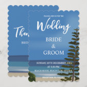 Strand Zee Pine Tree Beach Bruiloft Kaart (Voorkant / Achterkant)