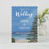 Strand Zee Pine Tree Beach Bruiloft Kaart (Staand voorkant)