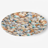 Strand zee schelpen iriserende collage nautische c papieren bordje (Gekanteld)