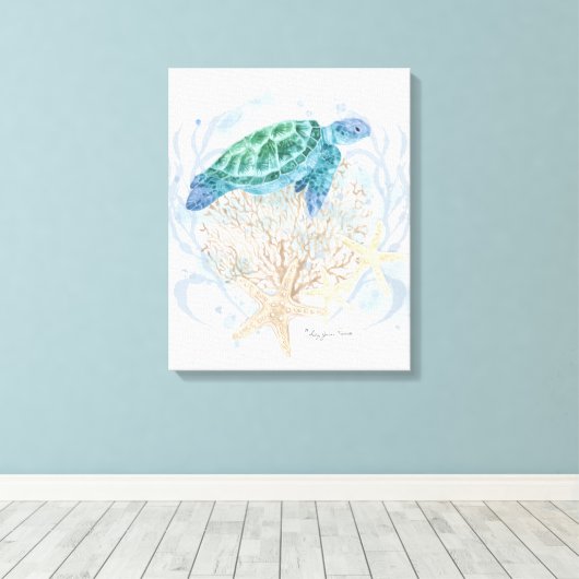 Strand Zee Schildpad Koraal Zeesterren Kust Waterv Canvas Afdruk (Insitu (Houten vloer))