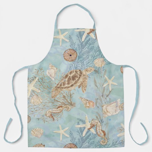 Strand Zee Schildpad Oceaan Zeepaardschelpen Zeest Schort (Voorkant)