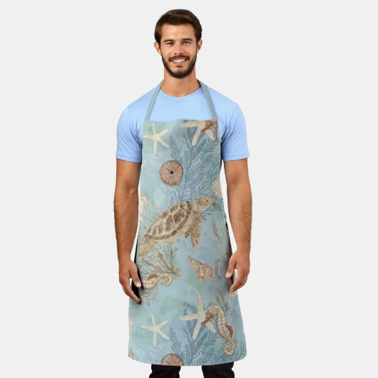 Strand Zee Schildpad Oceaan Zeepaardschelpen Zeest Schort (Gedragen)